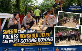 Bahu-Membahu Perbaiki Jembatan Keramat, Kapolres Bengkulu Utara Turun Langsung